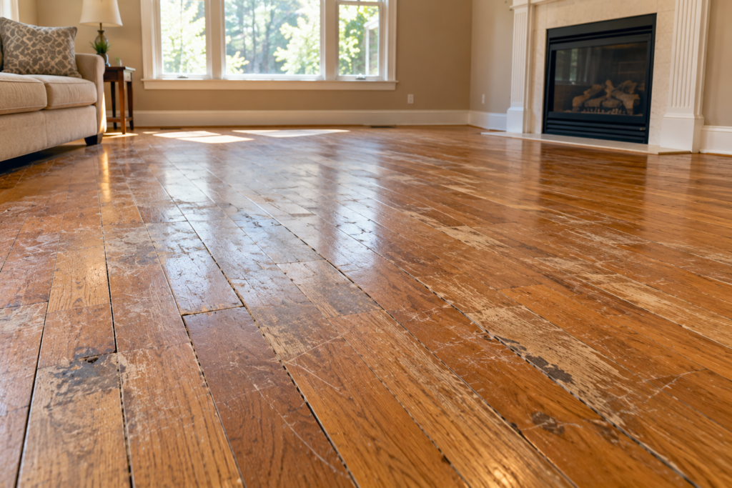 worn hardwood floors