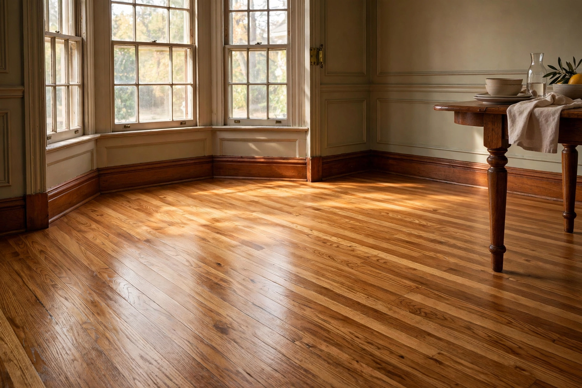 Refinished original oak hardwood floors in an older Sarnia home